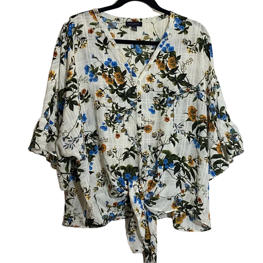 Tamara H women’s blue floral fairycore bohemian blouse - Picture 2 of 10